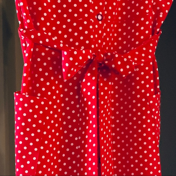 Red Polka Dot Midi Dress Size Lg - Picture 4 of 6